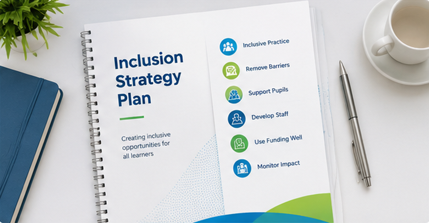 Inclusion Strategy planning document representing inclusive practice, staff capability and measuring impact.