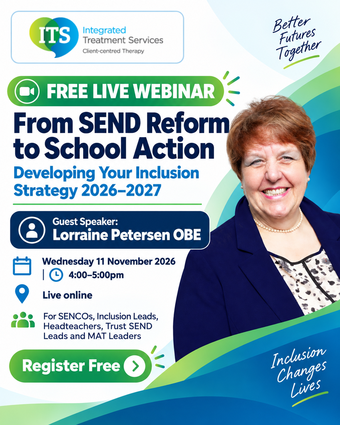 Free live webinar with Lorraine Petersen OBE on SEND reform, inclusion strategy and school action for SENCOs and school leaders