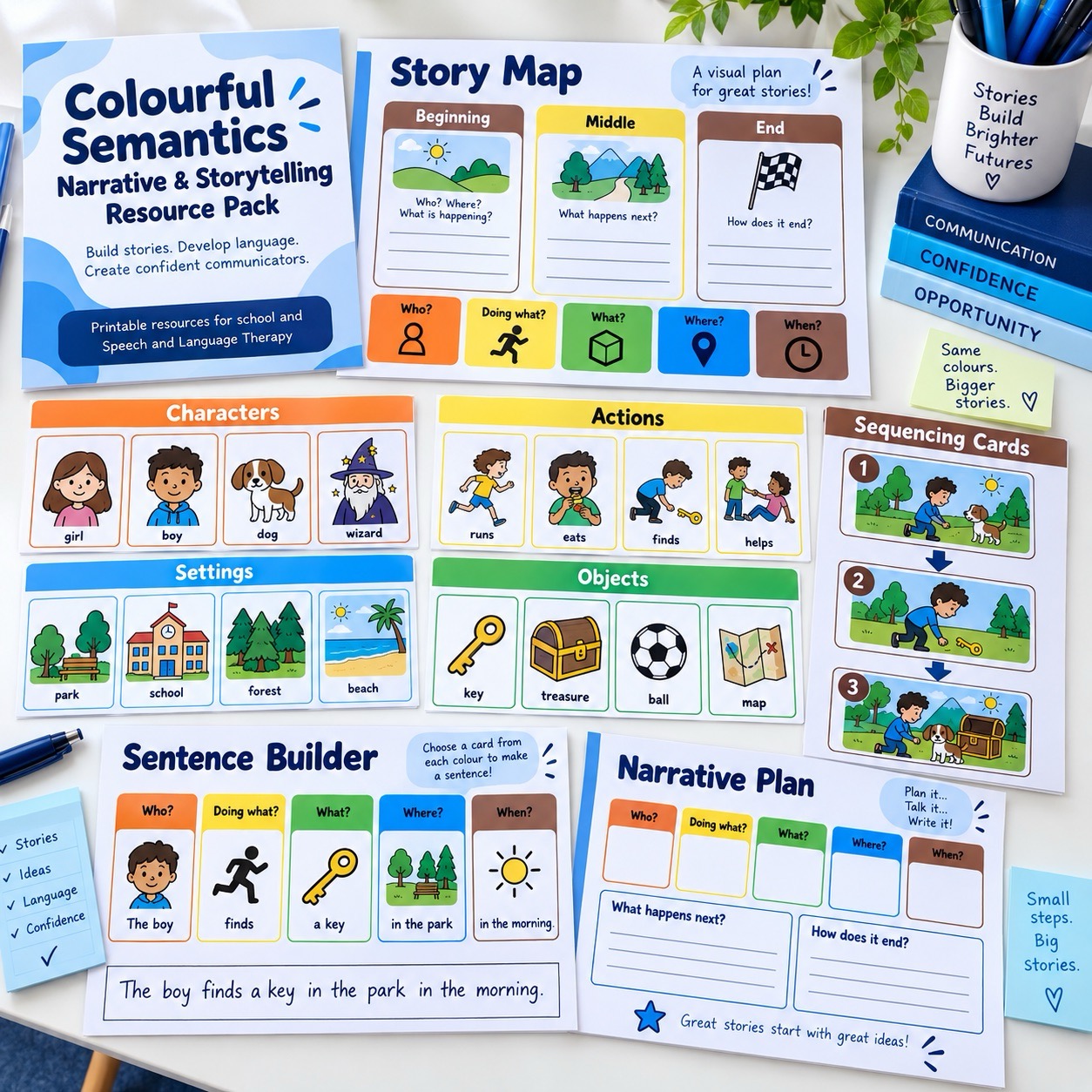 Colourful Semantics narrative resource pack preview for schools and therapists